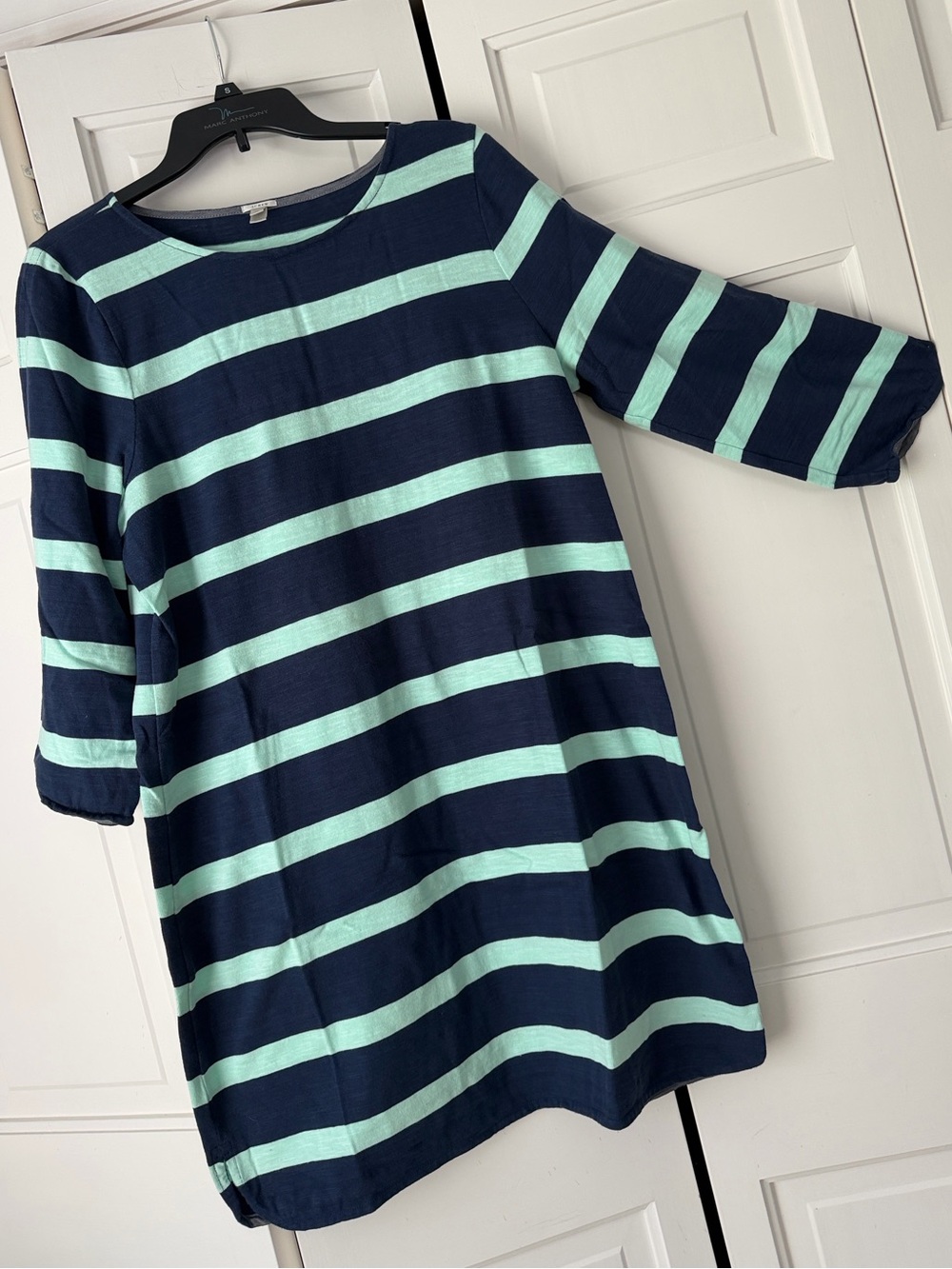 J.Crew Navy & Mint striped Dress, 100% cotton. Size XL.